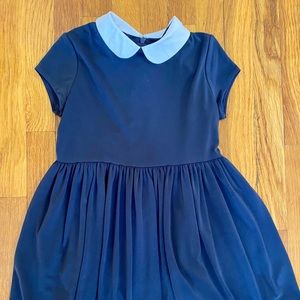 Peter Pan collar, s/s navy dress.